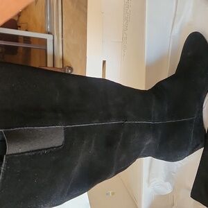 Anne Klein wide calf suede Wedge knee high boots In Box